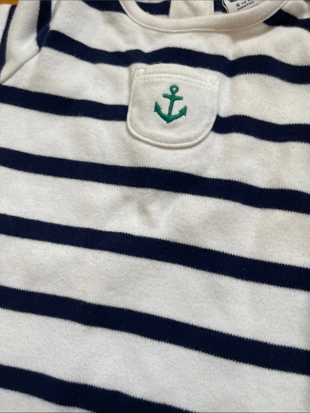 Janie & Jack Navy & White 6-12m Footed One-Piece